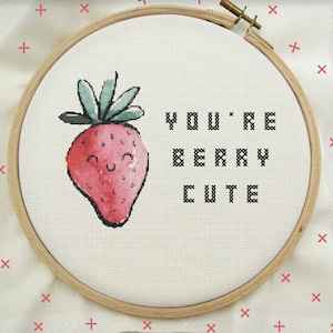 Berry Cute Cross Stitch, Berry Cute Stitch, Cute Cross Stitch, Modern Cross Stitch Pattern, PDF Instant Download