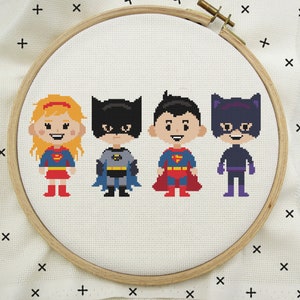 Superheros Cross Stitch, Superheros Stitch, Modern Cross Stitch Pattern, PDF Instant Download