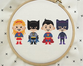 Superheros Cross Stitch, Superheros Stitch, Modern Cross Stitch Pattern, PDF Instant Download