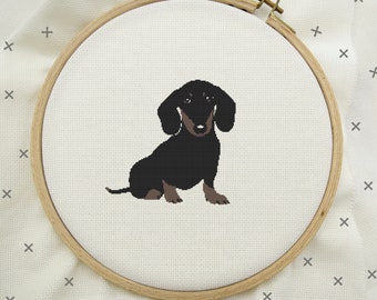 Punto croce bassotto, punto bassotto, punto croce cane, schema punto croce moderno, download istantaneo PDF