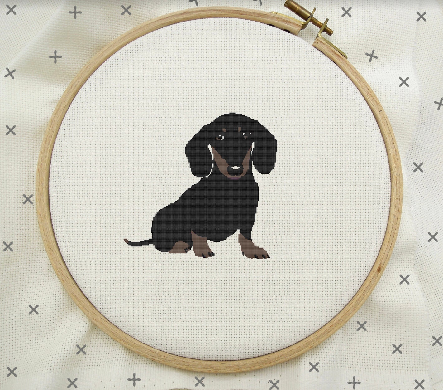 Z　ダックスパピーHAED25Cクロスステッチ刺繍完成品二点 Z様専用 ダックスパピーHAED25Cクロスステッチ刺繍完成品二点