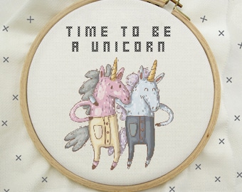 Unicorn Cross Stitch, Unicorn Stitch, Time to be a Unicorn Cross Stitch, Modern Cross Stitch Pattern, PDF Instant Download