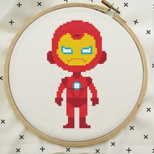 Iron Man Cross Stitch, Iron Man Stitch, Superhero Cross Stitch, Modern Cross Stitch Pattern, PDF Instant Download