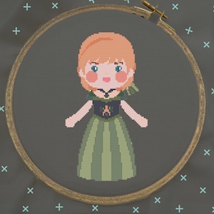 Anna Cross Stitch, Anna Stitch, Frozen Cross Stitch, Frozen Stitch, Modern Cross Stitch Pattern, PDF Instant Download