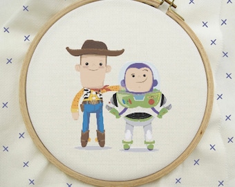 Buzz and Woody Cross Stitch, Buzz and Woody Stitch, Cross Stitch, Modern Cross Stitch Pattern, PDF Instant Download