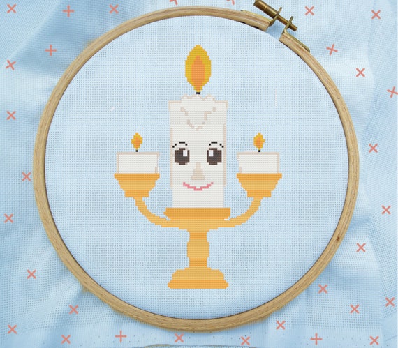 Lumiere Cross Stitch, Lumiere Stitch, Beauty and the Beast Cross Stitch,  Modern Cross Stitch Pattern, PDF Instant Download