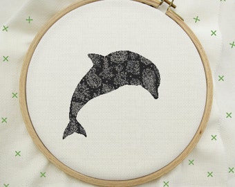 Dolphin Cross Stitch, Dolphin Stitch, Modern Cross Stitch Pattern, PDF Instant Download