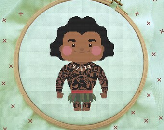 Maui Cross Stitch, Maui Stitch, Moana Cross Stitch, Moana Stitch Modern Cross Stitch Pattern, PDF Instant Download