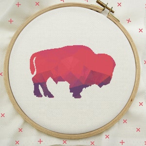 Bison Cross Stitch, Bison Stitch, Geometric Cross Stitch, Modern Cross Stitch Pattern, PDF Instant Download