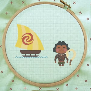 Maui Cross Stitch, Maui Stitch, Moana Cross Stitch, Modern Cross Stitch Patroon, PDF Instant Download