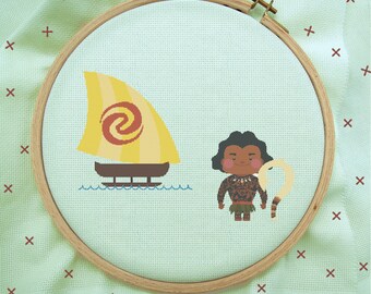 Maui Cross Stitch, Maui Stitch, Moana Cross Stitch, Modern Cross Stitch Pattern, PDF Instant Download