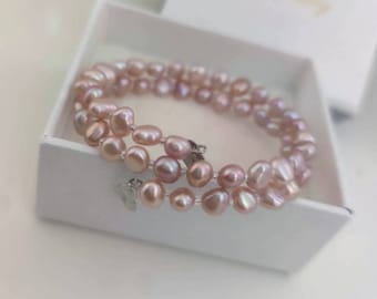 Bracelet double tours en perles d'eau douce