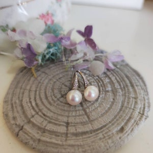 Boucles d'oreilles en perles de culture d'eau douce Crochet blanche