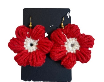 Cotton Flower Power Crochet Drop Earrings