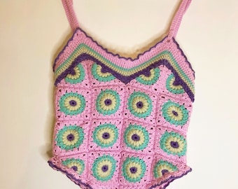 Crochet Groovy Granny Square Bodysuit / One Piece Swimsuit