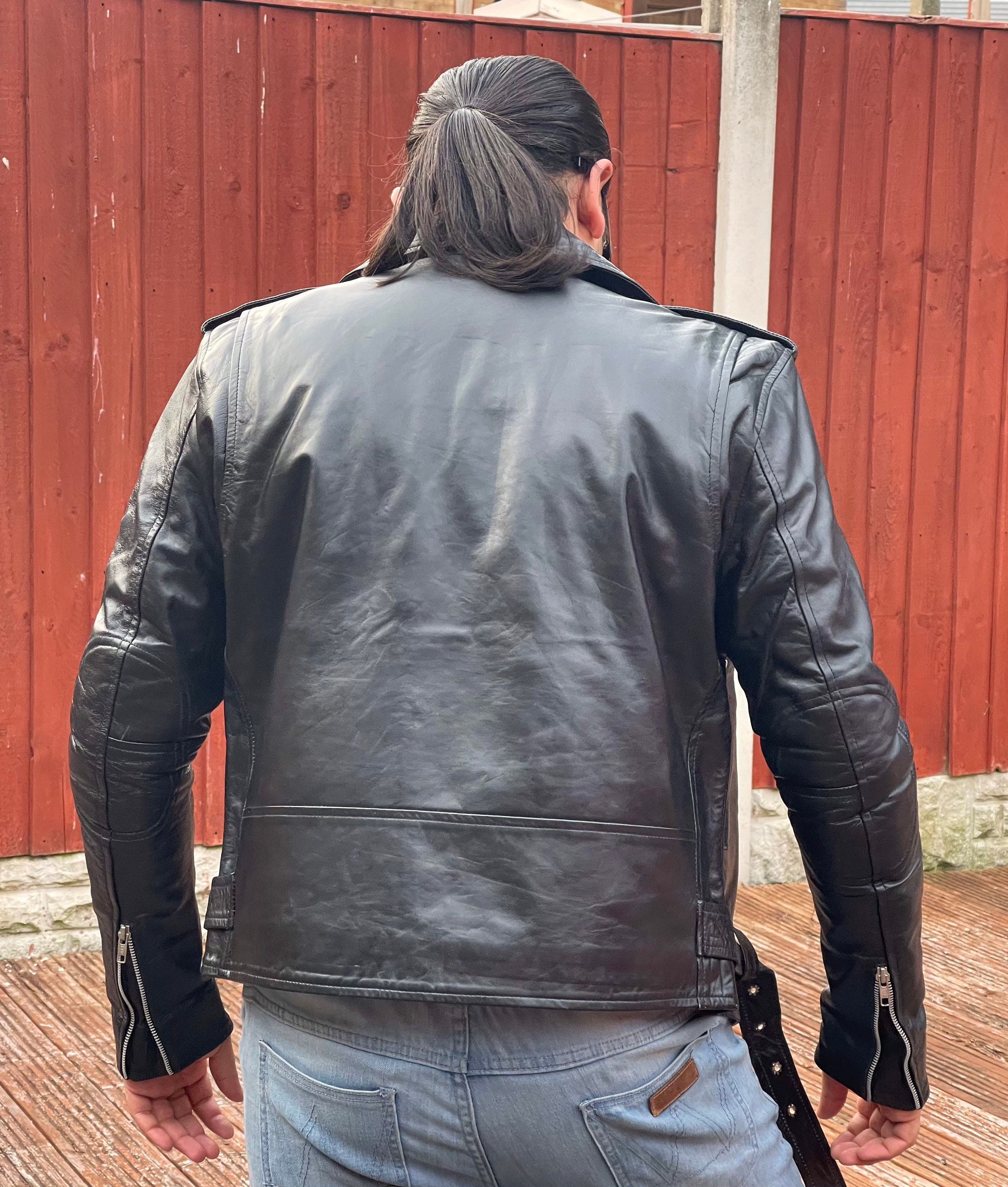 Slim Fit Style Biker Jacket Mens Black 