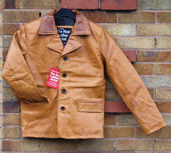 Vintage Wax Real Leather Jacket Mens 