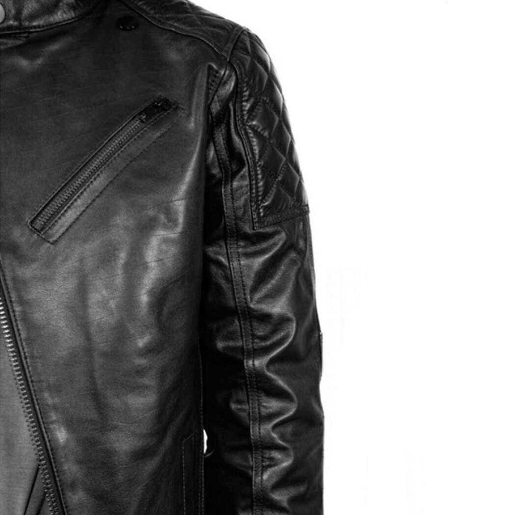 Moto & ocio chaqueta de cuero Biker Custom cordero cuero Jacket negro Protektor 