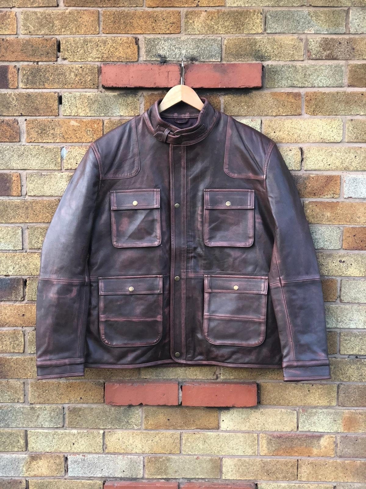 Image of Russian Fad Look Distressed Wax Brown Vintage Pocket Style Real Leather Jacket Mens 90S Streetwear Winter Coat/Xs-5X & Customisation
