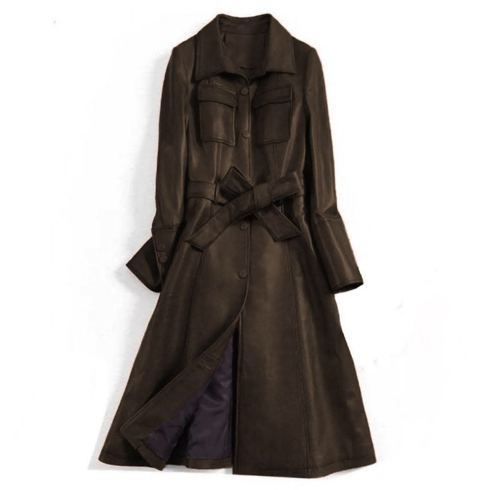Italian Style Overcoat Real Leather Trench Coat Sashes Belt - Etsy UK