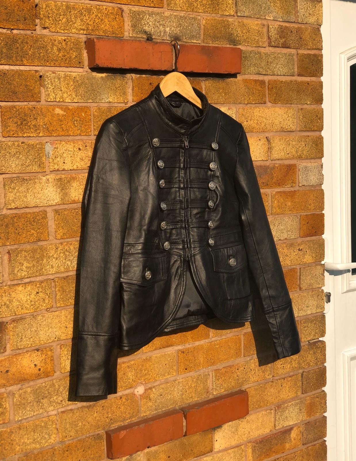 Image of Cropped Style Military Real Leather Jacket Women Black Winter Coat/Xs-X & Customisation