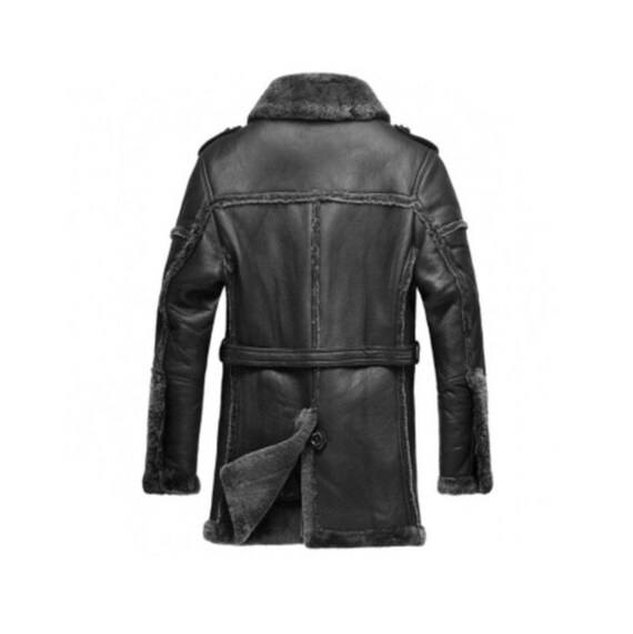 Black Leather Long Coat With Blackish Grey Fur Real Leather - Etsy