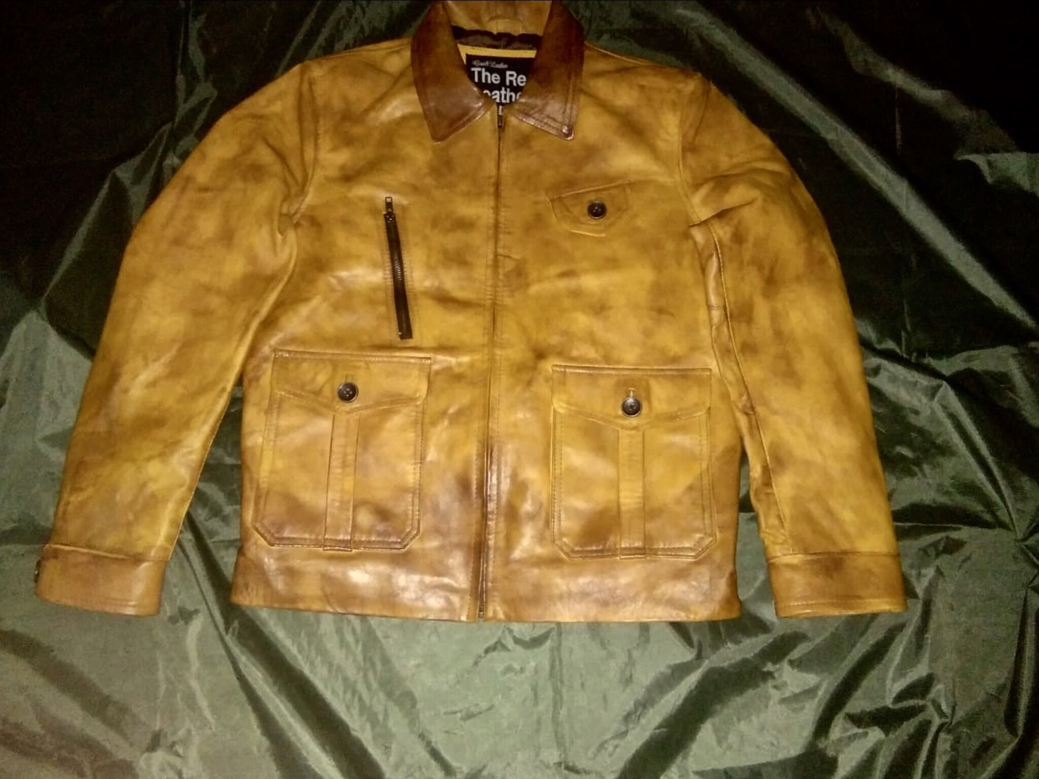 Image of 1920's Vintage Style Distressed Tan Wax Leather Jacket Men, Real Coat/Xs-5X & Customisation