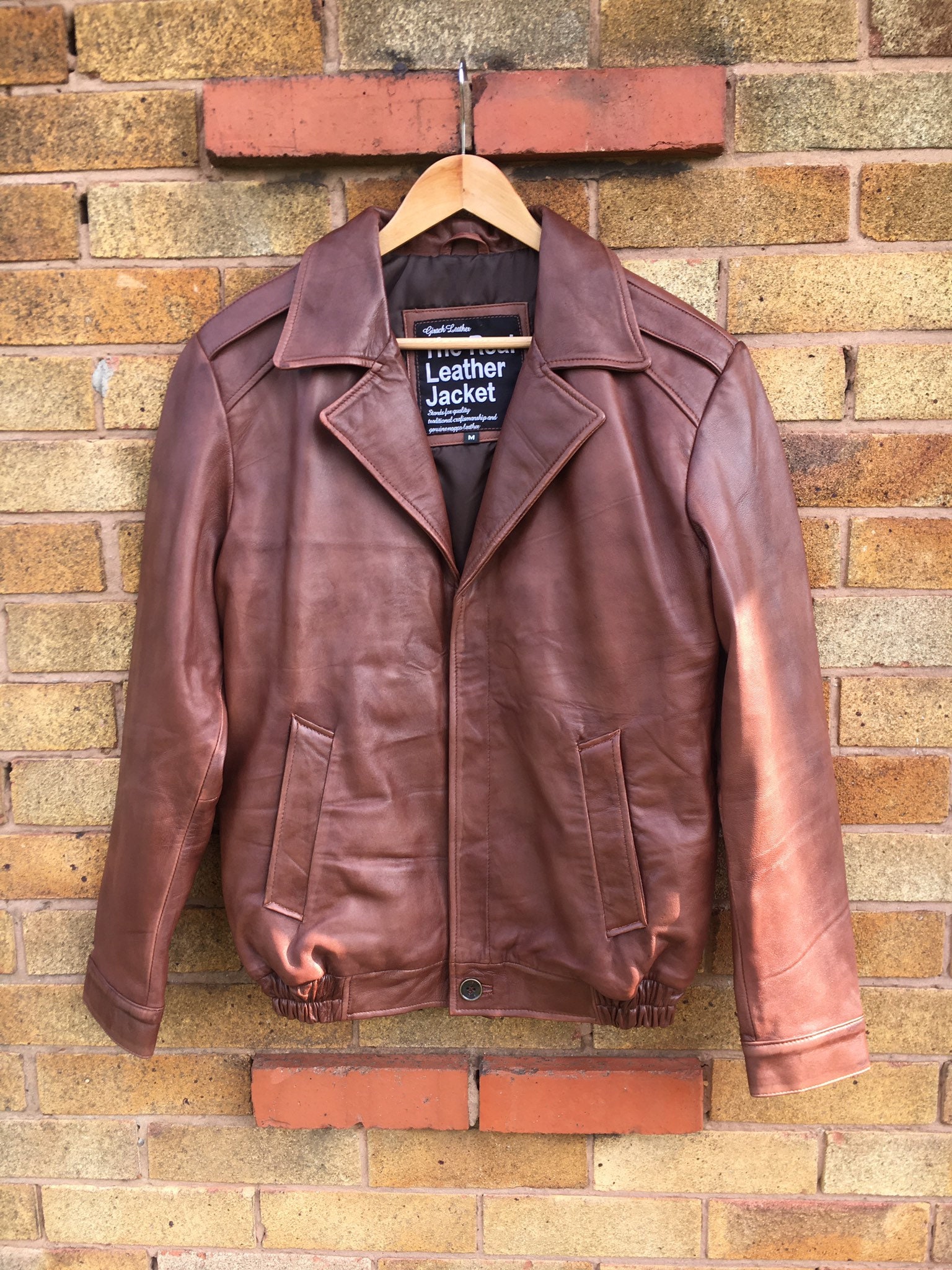 Image of Western Cowboy Style Genuine Leather Jacket Mens, Retro Street Rider’S Brown Coat/Xs-5X & Customisation
