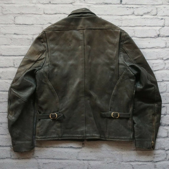 80s Style Distressed Brown Real Leather 