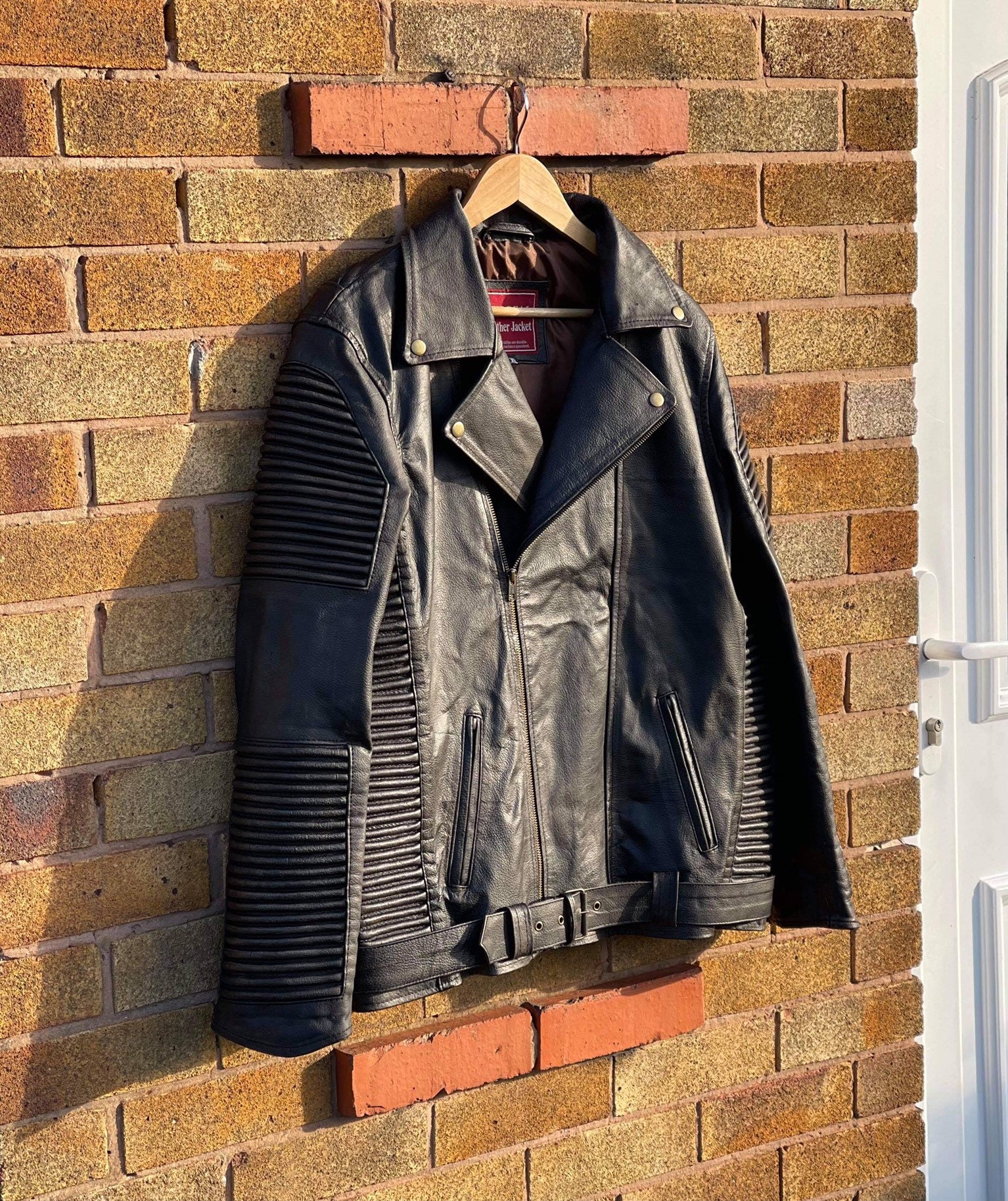Image of Men’S Genuine Leather Distressed Brown Vintage Look Handmade Mens Biker Jacket - Coat/Xs-5X & Customisation