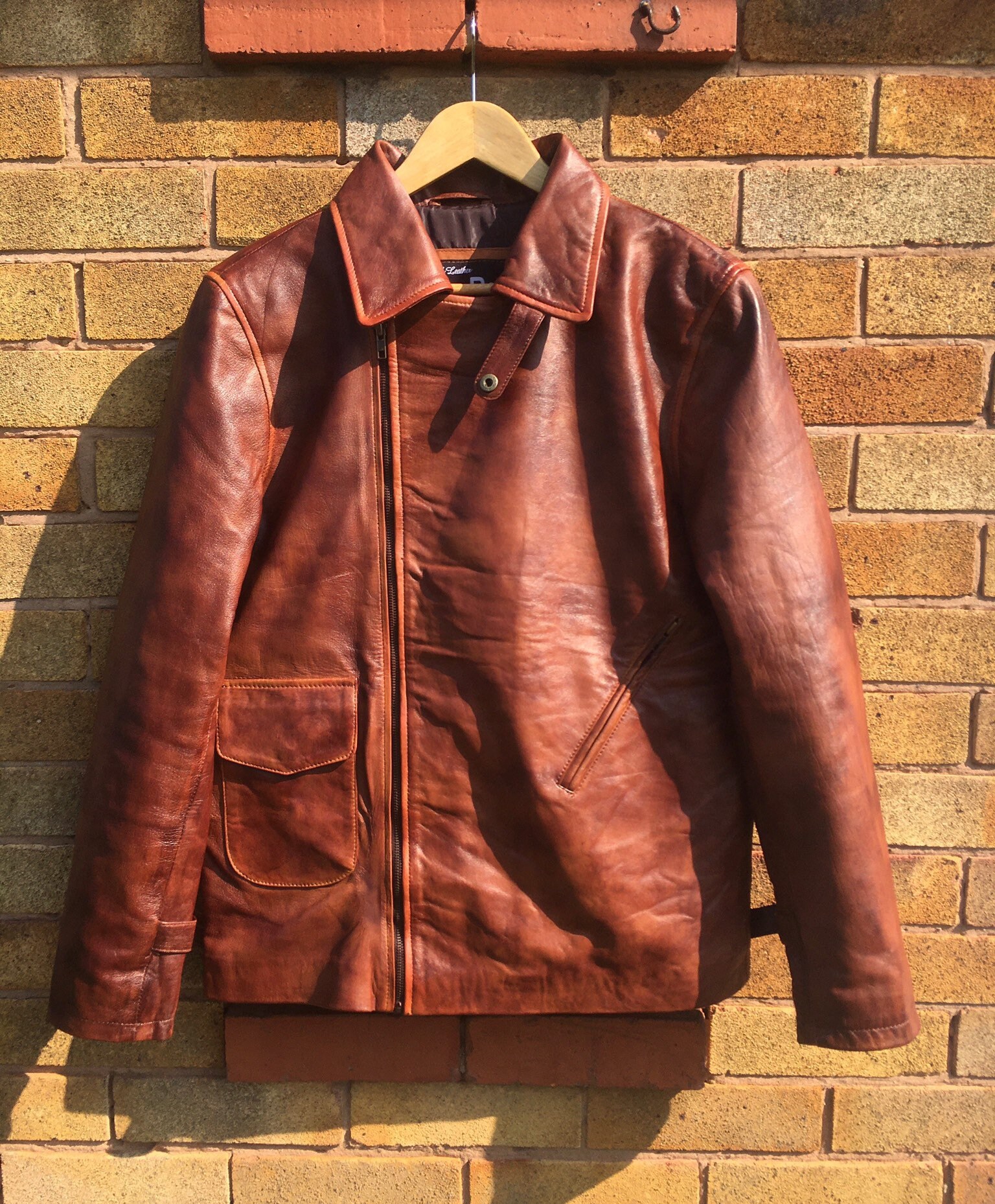 Image of Waxed Brown Movie Costume Real Leather Jacket Mens Cosplay Streetwear Vintage Look Winter Coat/Xs-5X & Customisation