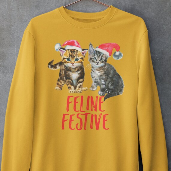 CHRISTMAS CAT SWEATER Holiday Sweaters Xmas Sweatshirt Cute Kitten