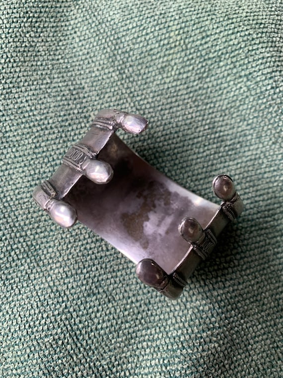 Antique Bracelet - Middle Eastern Hand Pounded Si… - image 3
