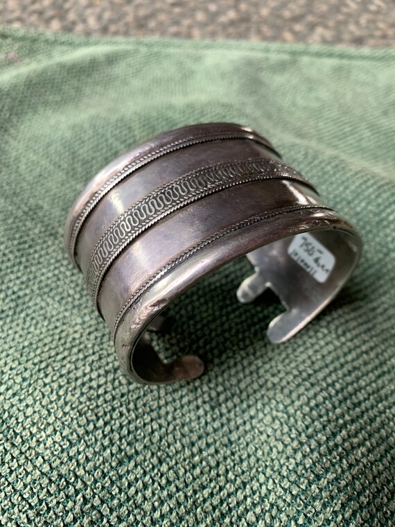 Antique Bracelet - Middle Eastern Hand Pounded Si… - image 1