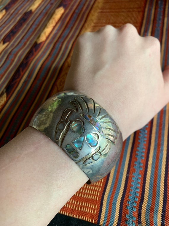 Hand pounded silver bracelet - image 2