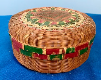 Hand Woven Basket with Whirling Logs