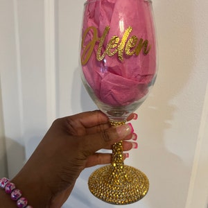 Rhinestone Stem Wineglass/Personalized wineglass/Blinged Wineglass