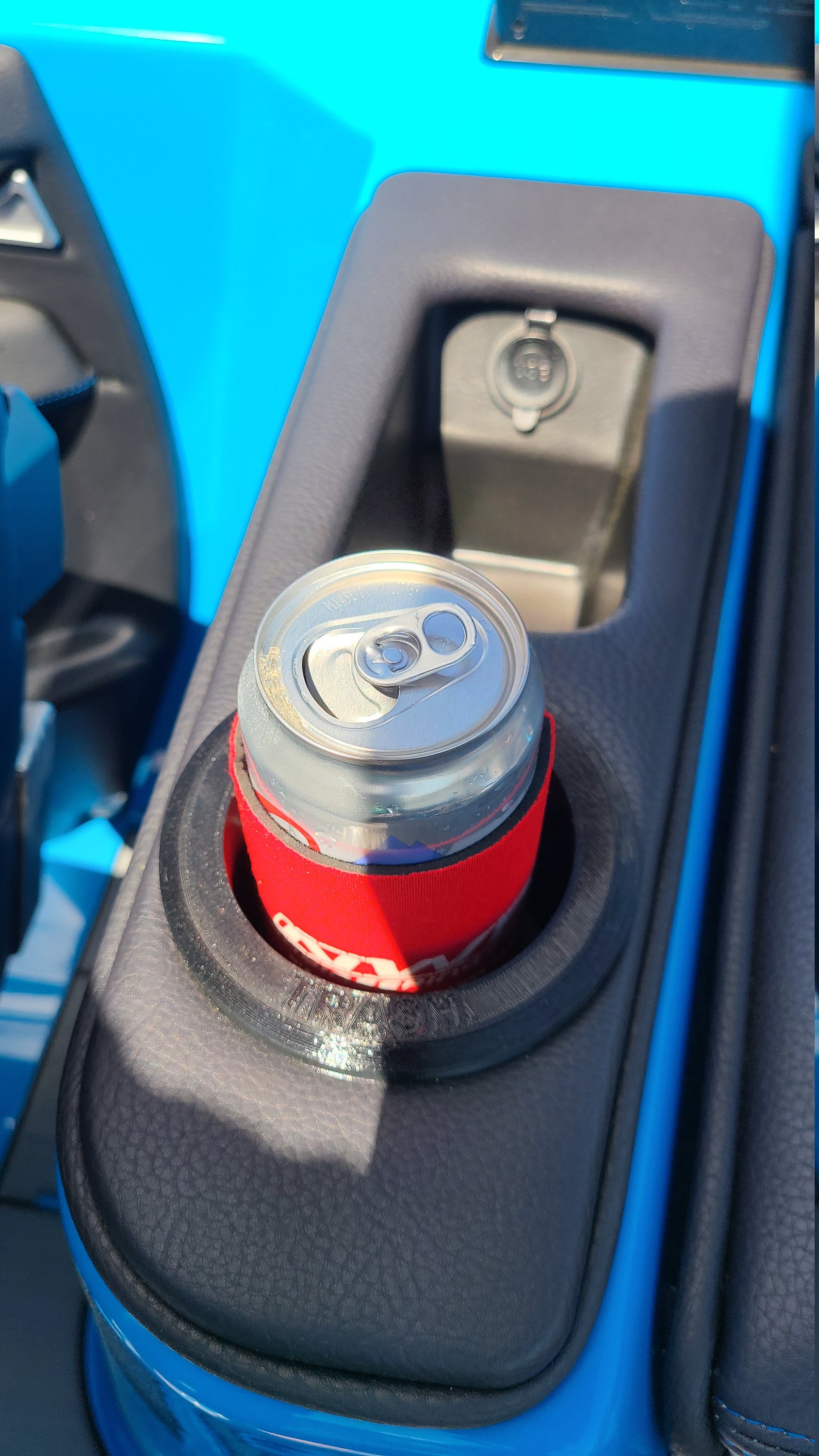 The ORIGINAL Boat Cup holder Trash Can Chute Passthrough Trashbag holder with magnetic hold and Contrast Text Color cupholder replacement