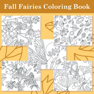 5 Fall Fairies Coloring Pages - (Book 1)