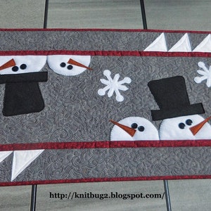 Digital snowman table runner pattern, PDF snowman pattern, The Snow Dudes pattern, Winter Christmas image 3