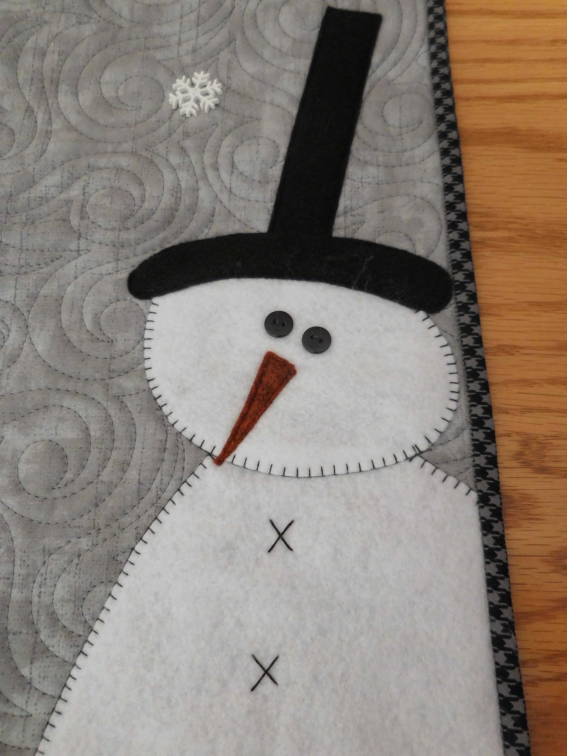 Digital PDF Table Runner Pattern, Quilted Snowman and Trees, Winter ...