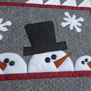 Digital snowman table runner pattern, PDF snowman pattern, The Snow Dudes pattern, Winter Christmas image 2