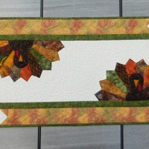 Digital PDF turkey table runner, Thanksgiving Fall