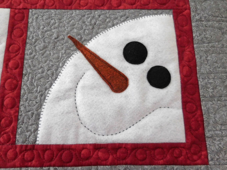 Quilted Table Runner Pattern, PDF Pattern for Snowman Table Topper ...