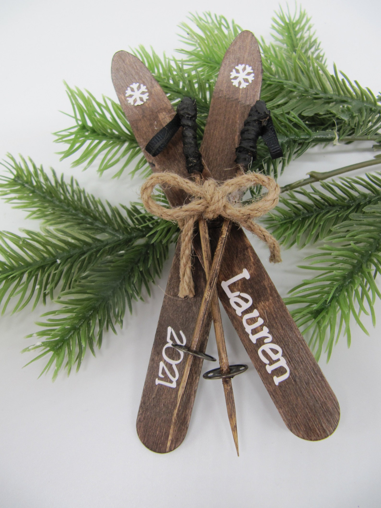 Ski Ornament Customizable Wreath Accent Ski Gift Wrap Etsy