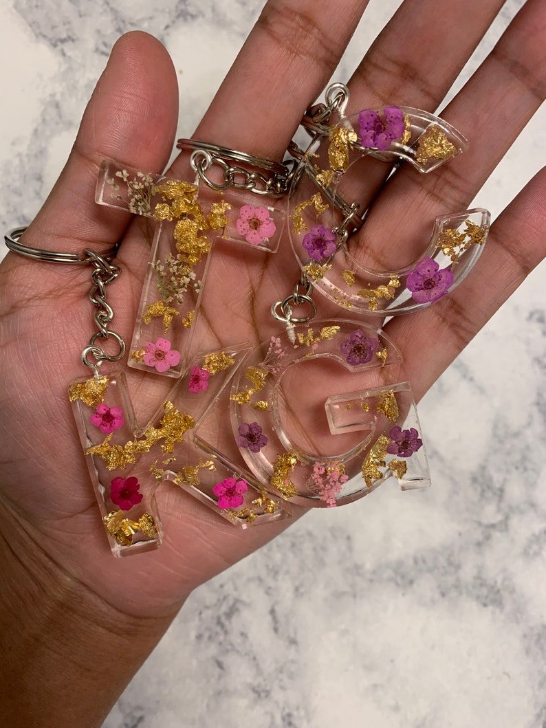 Resin Flower Keychains Personalized Mother's Day Gift Etsy