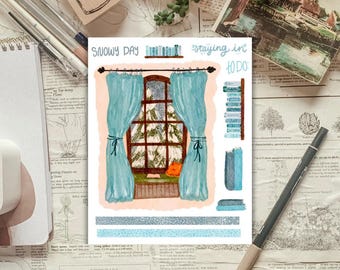 Snowy Window (from 2024 Christmas Advent) Sticker Sheet for planners and journals deco