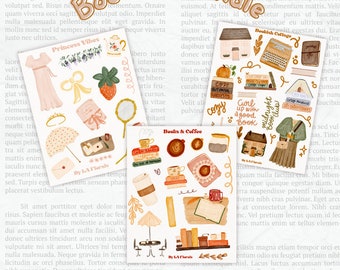 BUNDLE Book Reading Sticker Sheet Aesthetic Bookish Sticker Sheet for Journals and Planner Sticker Sheet for  Journals SET of 3 sheets