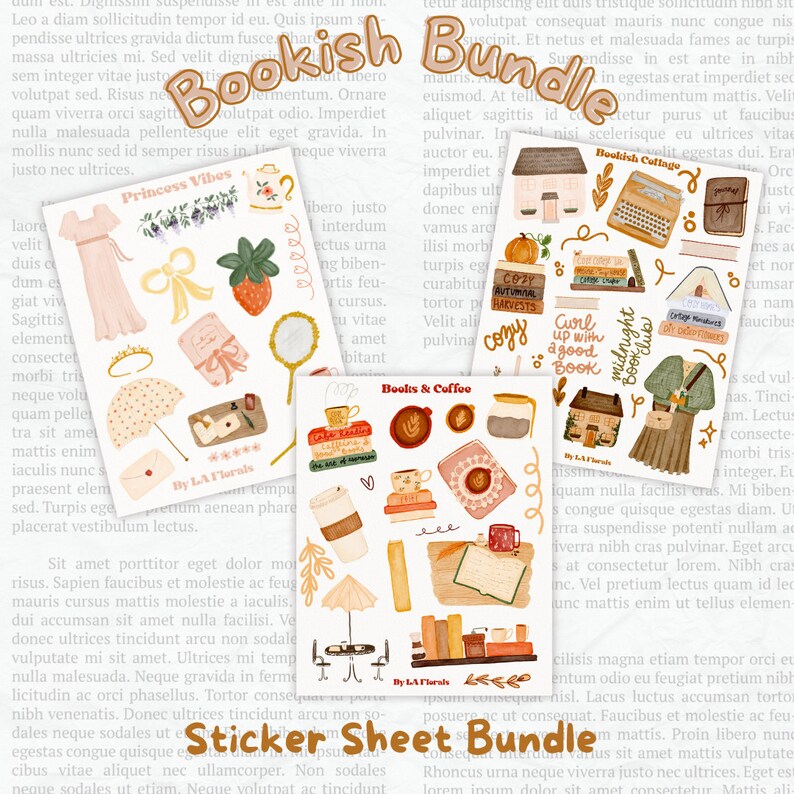 BUNDLE Book Reading Sticker Sheet Aesthetic Bookish Sticker Sheet for ...