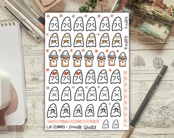 Ghosty Icon Emotes Sticker Sheet for Planners and Journals